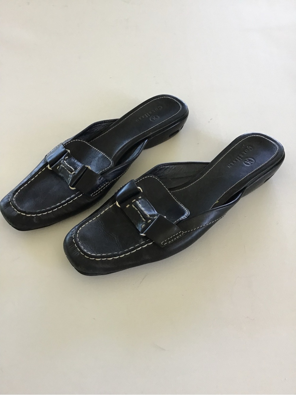 Cole Haan Nike Air Black Leather Loafer Mules Slip-On Clogs Size 8.5B